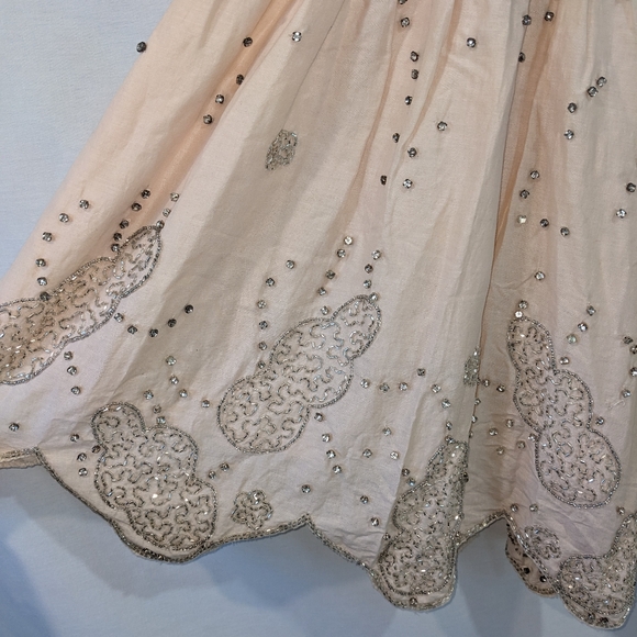 Ruehl No.925 100% Cotton Beaded Embellished Pale Pink Skirt Size Medium - Picture 4 of 11